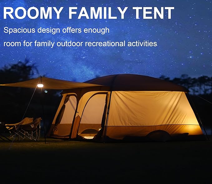 Vidalido Tents8-10 Person Camping Tent with Extended Vestibule2 Room Weather Resistant Family TentsEasy Install Waterproof Outdoor Tent for Camping Hiking