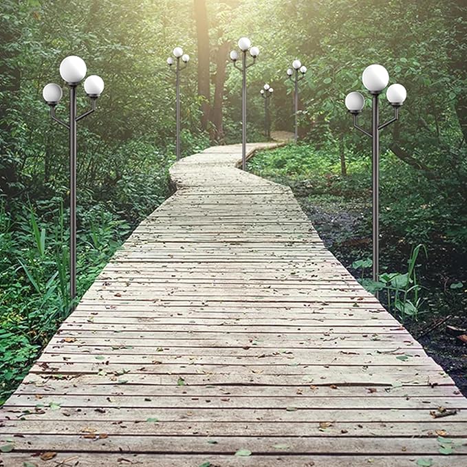 Lightdot 79 Modern Stable Outdoor Post Lights with Triple Head (3000K LED Bulb Included) IP65 Waterproof Pole Lamp for Outside Heavy-Duty Aluminum Lamp Posts Lighting for Driveway/Garden/Yard-Brown
