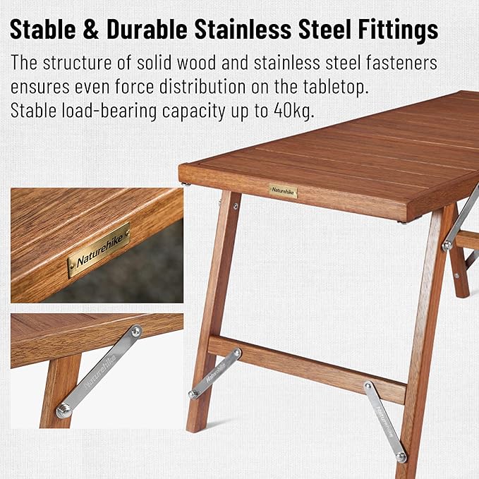 Naturehike Folding Camping Wood Table - IGT Table for Cooking Portable Outdoor Camp Collapsible Lightweight with Carry Bag for Car Camping Picnic RV Trip Patio Backyard