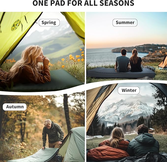 Origem Self Inflating Sleeping Pad with Electric Pump 4 Ultra-Thick Memory Foam Camping Mattress Foam Campinging Mat for Tent CampingTraveling and Car Easy to Inflate and Deflate (Green)