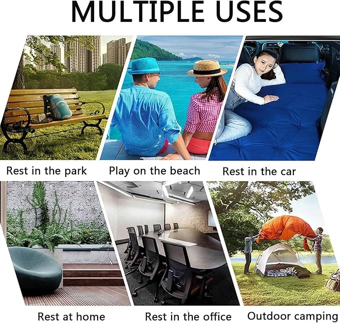 Inflatable Mattress Car Camping Mattress SUV Back Seat Inflatable Bed Outdoor Travel Sleeping Mat Flocked PVC Air Cushion