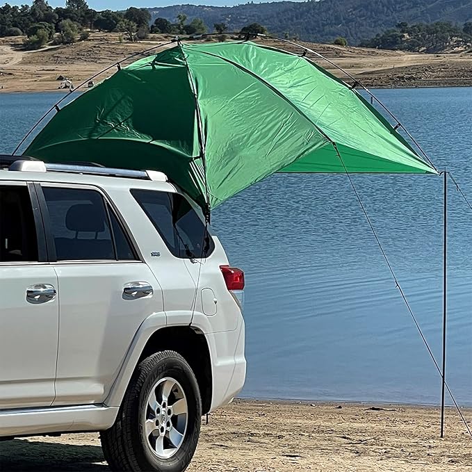 Kamp-Rite KAMPAWN319 SUV Sport Multi Use Outdoor Shade Shelter Tent Camping Awning w/ 3 Poles 2 Legs &amp Carry Bag Jolly Green
