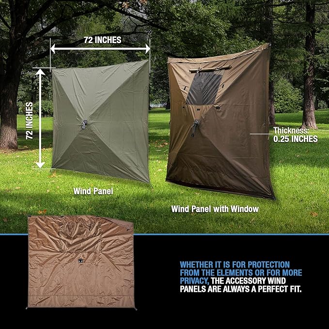 Clam Quick-Set Wind &amp Sun Panels – 3-Pack Tan Accessory for Pop-Up Screen Shelter – Durable Sidewalls for Privacy Shade &amp Weather Protection – with Carry Bag – Tent Not Included