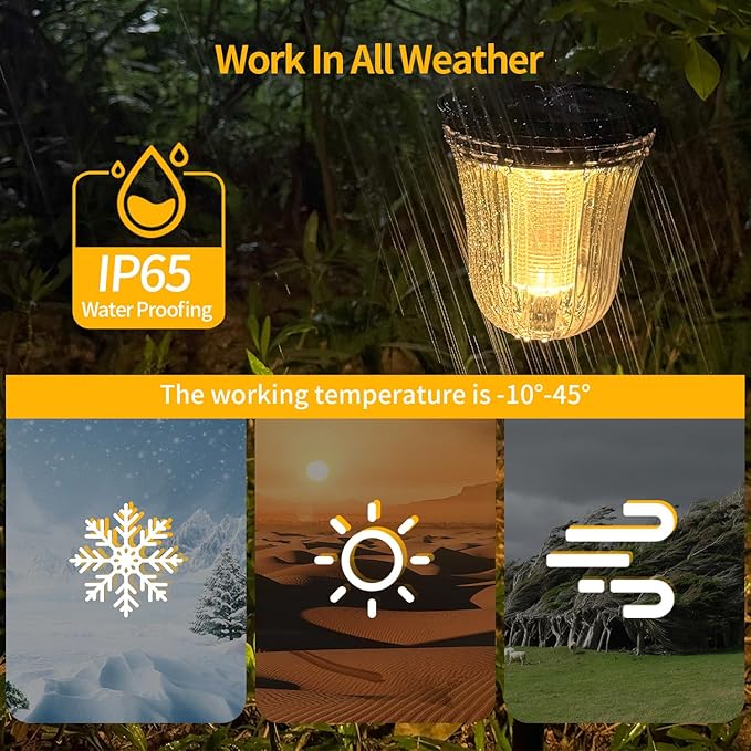 Solar Pathway Lights 4 Pack 2-in-1 Cool &amp Warm White High Lumen Waterproof IP65 Auto On/Off Outdoor Solar Lights for Yard Patio Walkway Garden