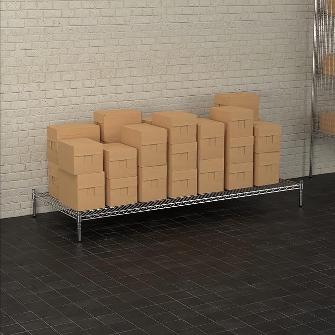 30 x 72 NSF Chrome Wire Stationary Dunnage Storage Rack with 8 Posts Ideal for Commercial Kitchen Home Garage Warehouse Shelters