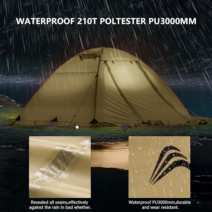 BISINNA 4 Season Tent for Backpacking Winter Tents 2 Person Lightweight Cold Weather Tents Waterproof Double Layer All Season Tent Aluminum Alloy Poles Easy Set Up for Camping Hiking Outdoor