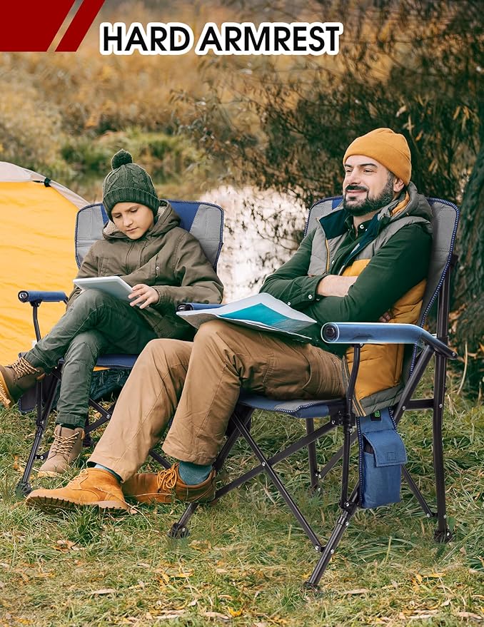 Heated Camping Chair for Adults Heats Back and Seat 3 Heat Levels Fully Padded Heated Folding Chair for Outdoor Sports with Cup Holder Rich Pockets Battery NOT Included