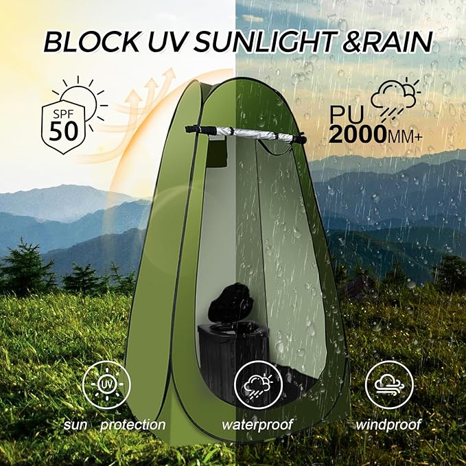 Camping Toilet Kit with Pop Up Privacy Tent X Large Portable Folding Toilet Potty for Adults Outdoor Camp Shower TentsChanging Room with Carry Bag