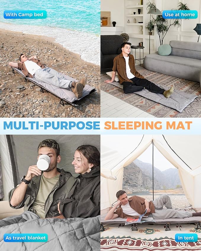 KingCamp Cot Mattress Pad Portable Lightweight Cot Mattress Non-Slip Camping Mat Soft Comfortable Non-Slip Cot Pad for Camp RV Bunk