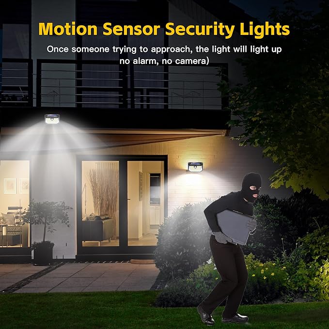 Solar Lights Outdoor Motion Sensor 178 LED 300LM Waterproof IP65 Wall Mounted Security Light with 3 Modes 270° Wide AngleWide Angle Solar Powered for Garden Yard Patio Front Door(8Pack)