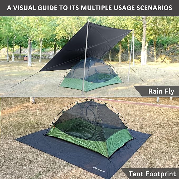 Clostnature Waterproof Camping Tarp for Tent - Ultralight Hammock Rain Fly for Backpacking Heavy Duty Camping Hiking Awning Lightweight Rain Tarp Tent Shelter Camping Gear Must Haves