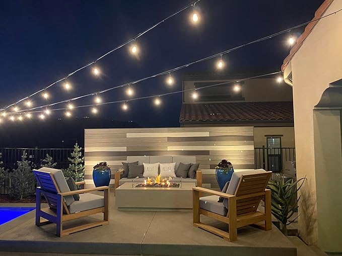 Brightech Ambience Pro - Waterproof LED Outdoor String Lights - Hanging Dimmable 2W Vintage Edison Bulbs - 48 Ft Commercial Grade Patio Lights Create Cafe Ambience In Your Backyard