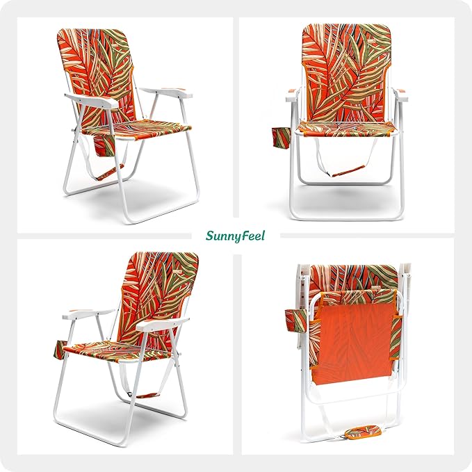 Sunnyfeel Folding Beach Chair for Adults 2 Pack Lightweight Portable Sand Chair Heavy Duty 300 LBS Foldable Camping Lawn Chairs for Camp/Outdoor/Travel/Picnic/Concert/Sports