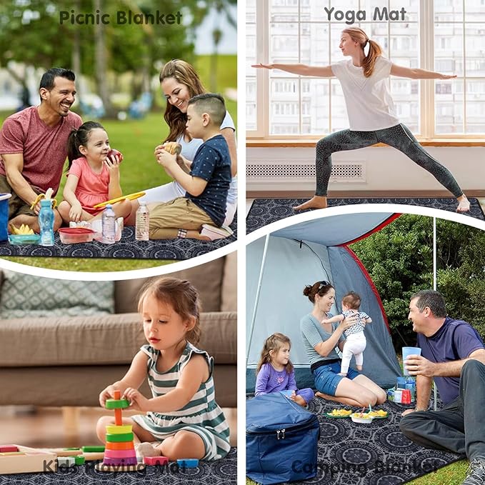 Extra Large Picnic Blankets Waterproof Foldable (60 x 80) Beach Blanket Waterproof Sandproof3-Layer Thicking Mat Outdoor Packable Camping Blanket
