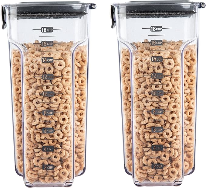Progressive International ProKeeper+ Clear Plastic Airtight Food Baker's Kitchen Storage Organization Container Canister Set with Magnetic Accessories 2- Piece Set (Cereal 4.5-Quart)