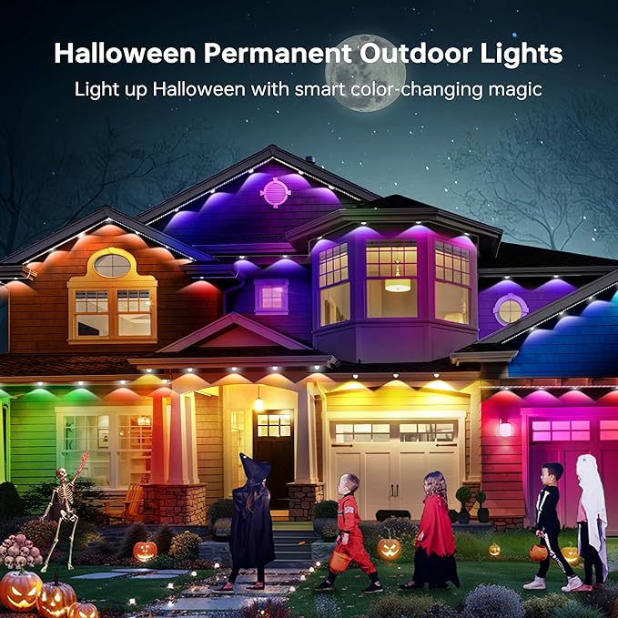 Permanent Outdoor Lights for House 120FT with 72 LED Smart RGB Christmas Outdoor Lights with App/Remote Control Waterproof IP67 Eaves Light DIY Scene Mode for Holiday Garden Decor