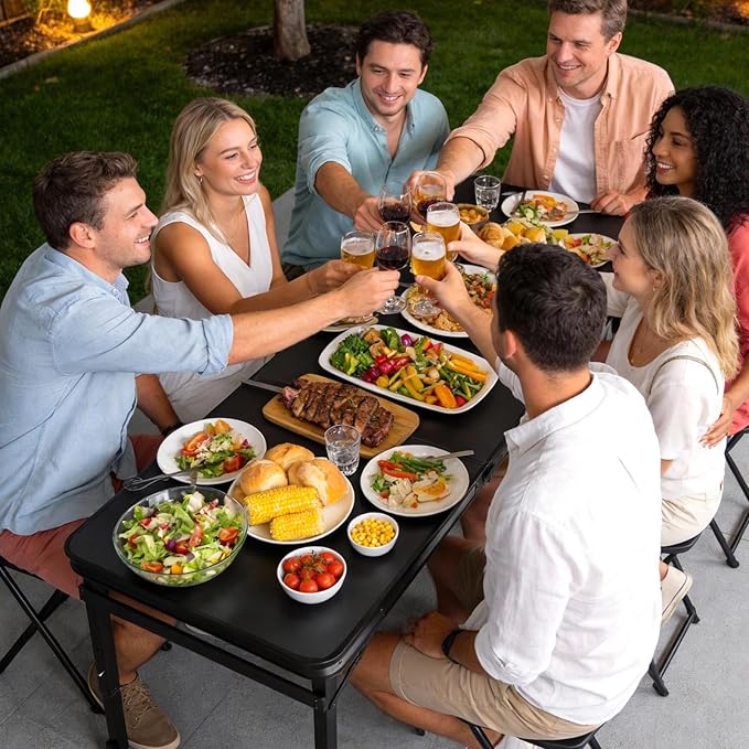 6FT x 2FT Folding Camping Table with Aluminum Alloy Legs Adjustable Height Portable Outdoor Picnic Table for Camping Travel Parties Kids Crafts and Market Vendor Use