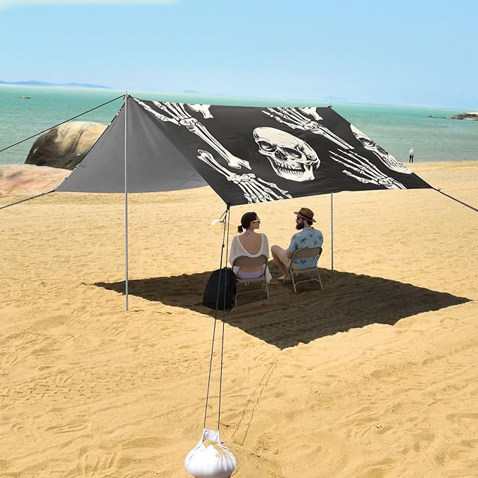 Beach Tent Sun Shelter Skull Hand Bones Lightweight &amp Easy Setup Beach Shade Canopy for Camping Fishing