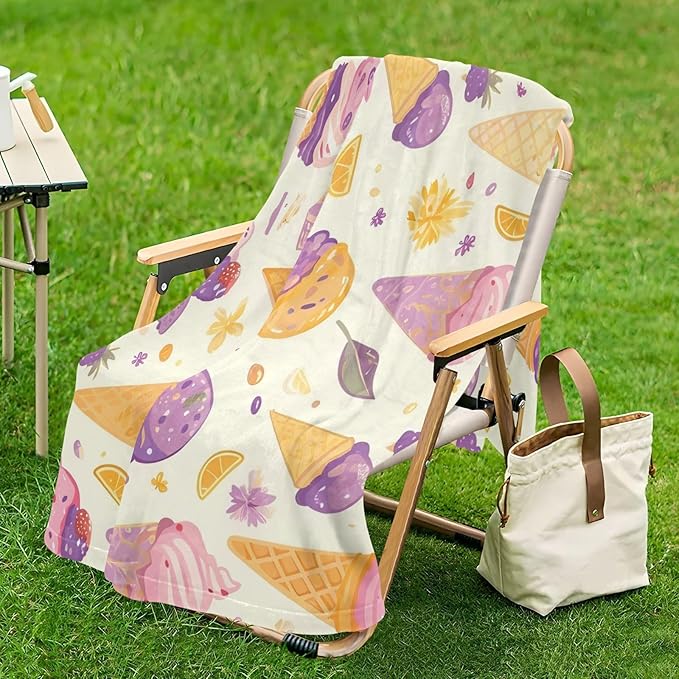 Blankets For Couch Ice Cream Purple Yellow Blankets For Adults 50'' x 70''