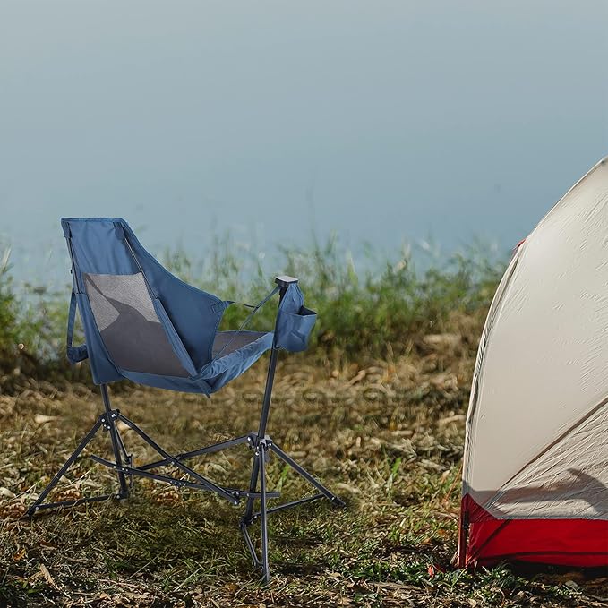 LET'S CAMP Hammock Chair Portable Camping Chair Oversized Folding Rocking Chair with Headrest and Cup Holder for Travel Picnic Patio Fishing Supports 300lbs