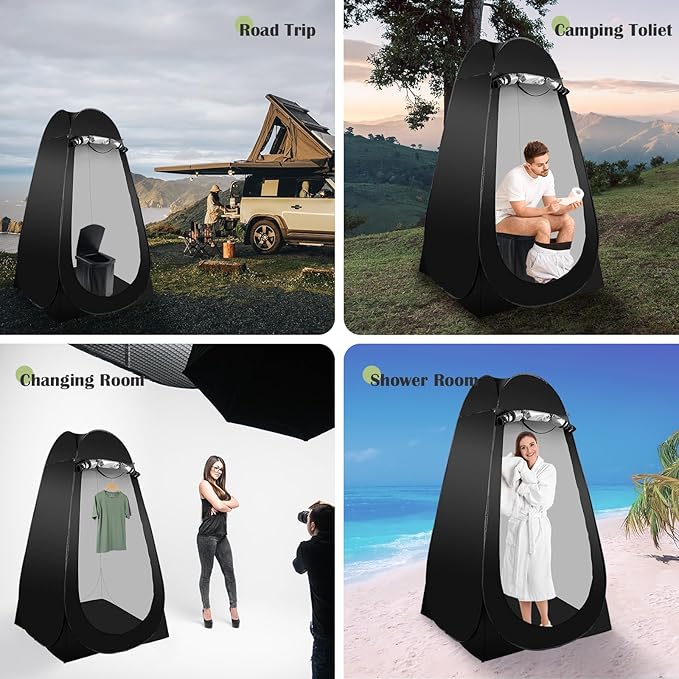 Portable Camping Toilet Kit for Adults Pop up Privacy Tent X Large Folding Toilet Potty with Camping Tent Outdoor Instant Shower Tent Camp Toilet Changing Dressing Room