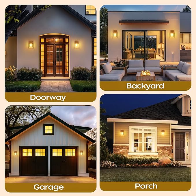 WIHTU Gold Dusk to Dawn Porch Lights Exterior Lighting Fixtures for House Waterproof Outdoor Wall Lights Wall Sconce Lamp Anti Rust Coach Lights for Doorway Garage