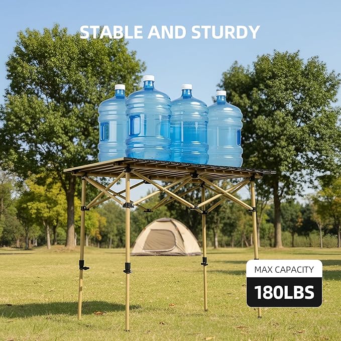 Camping Table Folding Portable Camp Lightweight Roll Up Table Adjustable Height with Carry Bag Indoor Outdoor for Camping HomePicnicBackyardBBQParty