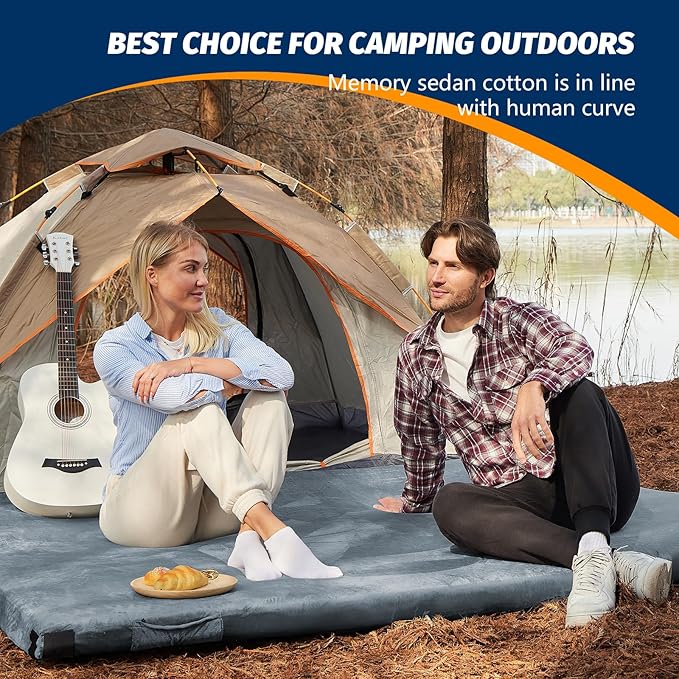CYMULA Memory Foam Camping Mattress Pad CertiPUR-US Sleeping Mat Portable Roll Up Mattress for Adults Camping Bed Pads for Sleepover Car Bed with Travel Bag
