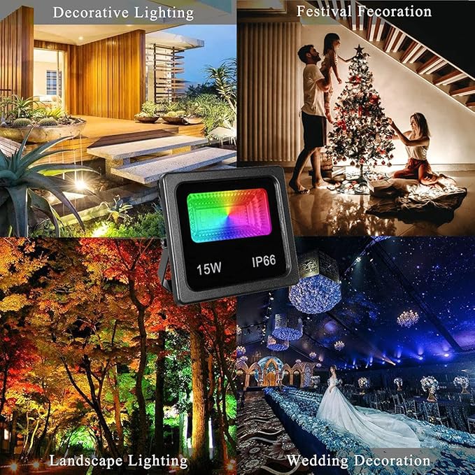 Z 150W Led Color Changing Flood Lights Multi Colors RGB Uplighting with Remote IP66 Waterproof Stage Light Dimmable Colored LED Lights Floor for Christmas Party Outdoor Indoor Decor - 2 Pack