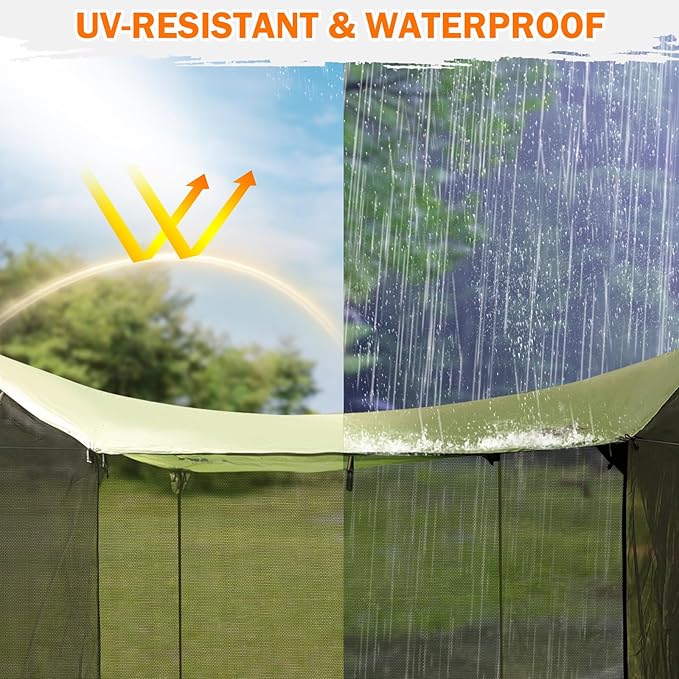 AYAMAYA Camping Tarp with Mosquito Net Large Size 18 x 11 FT Screen House for Hammock Lightweight Camping Hammock Tent Rain Fly with Bug Netting for Picnics Backyards Backpacking Beach