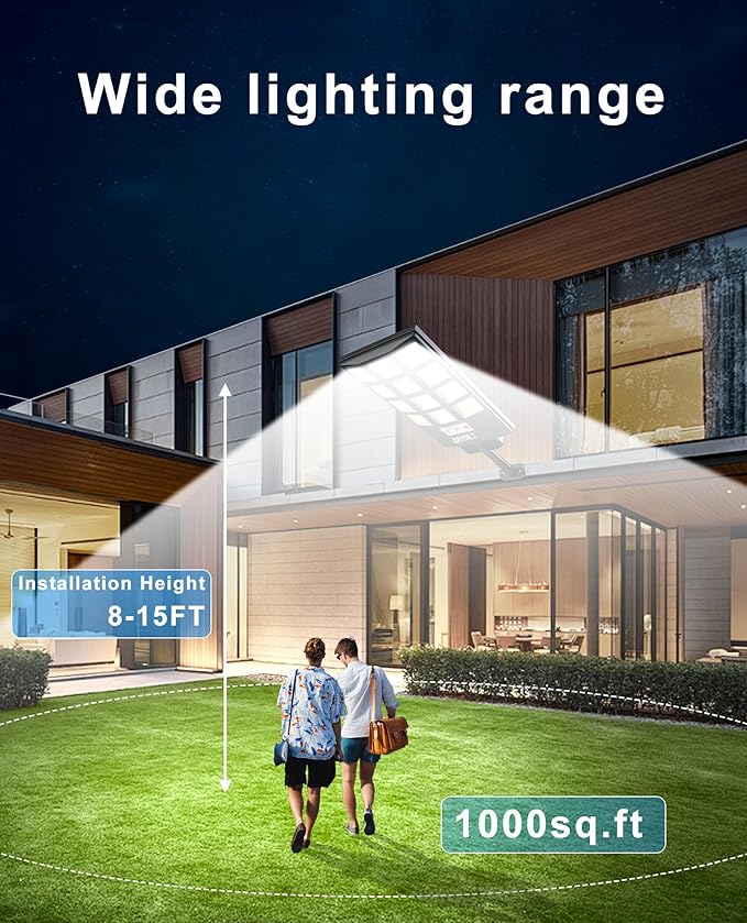 JAYNLT Solar Lights for Outside 5 Lighting Modes Solar Flood Security Light with Motion Sensor &amp Dusk to Dawn&ampRemote 6500K Street Lamps for Yard GardenShop - 1PACK