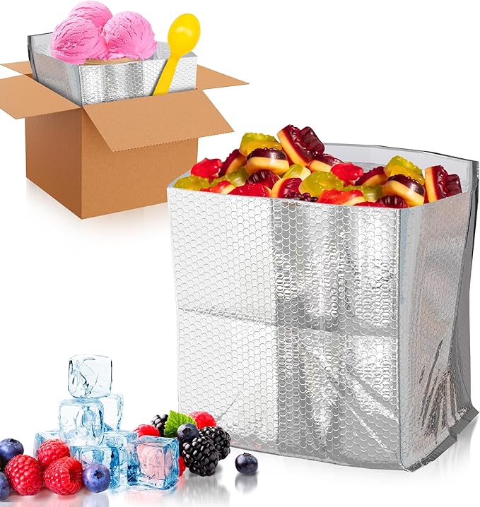 ABC PACK &amp SUPPLY 25 Pack Silver Foil Insulated Box Liners 6 x 6 x 6 inches. Shipping Boxes for Frozen Food Odorless Insulated Containers. Leakproof Cold Shipping Boxes for Frozen Fish Meat