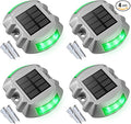 VOLISUN Christmas Solar Deck Lights Driveway Dock Lights 4-Pack Led IP68 Waterproof Outdoor Warning Step Light for Driveway Sidewalk Garden Pathway Yard(Green Auto On/Off
