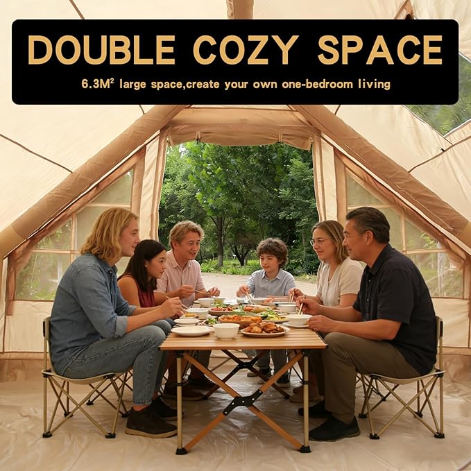 Inflatable Tent for Camping6-8 Person Blow Up Air Glamping Room Tent House with StoveEasy Setup Tents
