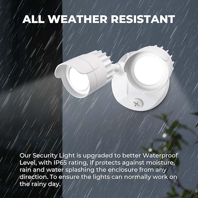 LED Flood Lights Outdoor 34W 3500LM Dusk to Dawn Dual-Head Flooflight IP65 Waterproof Exterior Security Lights Wall Light for Ourside Patio Garage Yard (White) (1)