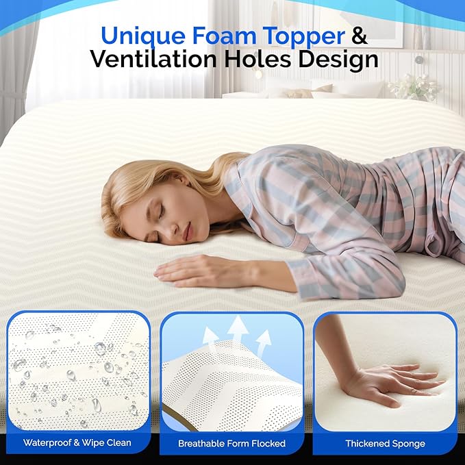 VINGLI Deluxe Air Mattress with Built-in Pump 18 Raised Blow Up Mattress with Soft Flocked Top Leakproof Inflatable Mattress for Camping Home Guestswith Storage Bag (Luxury Kaqi Queen)