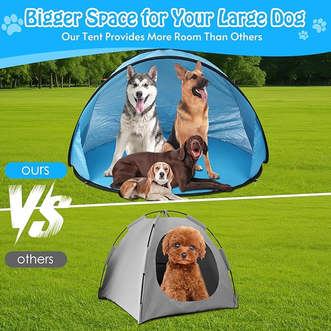 Extra Large Dog Beach Tent - 47 Lx39 Wx30 HPortable Outdoor Pop Up Pet Tent for Camping with Dogs CatsWaterproof Dog Sun Shade Shelter for Medium-Sized to Bigger Pets
