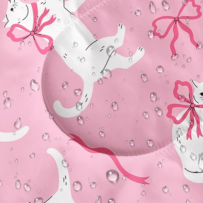 Pink Bow Sleeping BagGirly Princess Bowknot Camping Bag for Girls KidsPink and White Striped Lightweight Warm Portable Outdoor Indoor-Waterproof Cold Weather Resistant for Camping Hiking