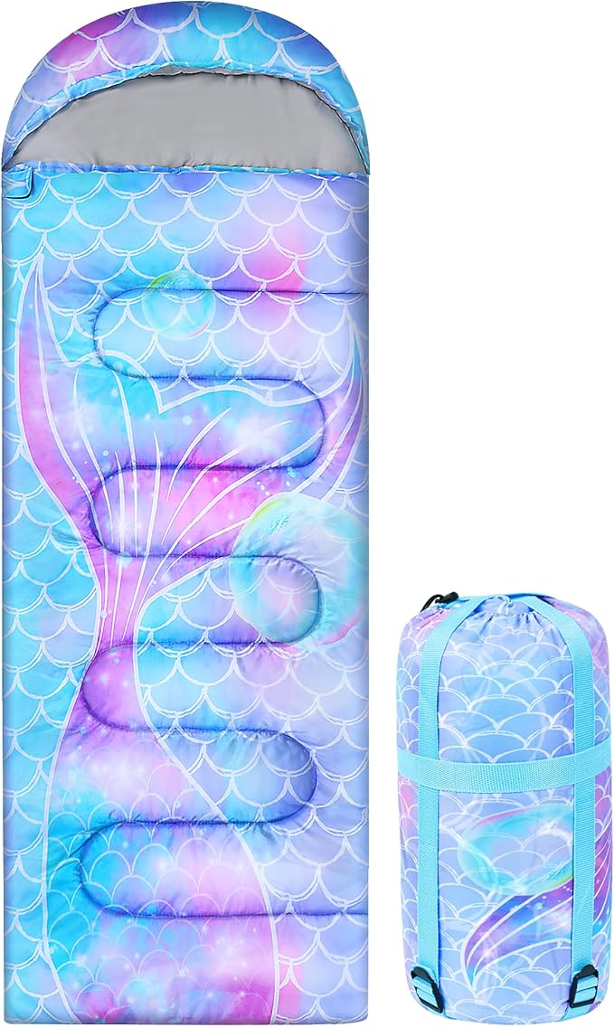Sleeping Bag for Kids Girls Boys 3 Season Warm Lightweight Kids Sleeping Bag Waterproof Portable for Camping Outdoors Travel