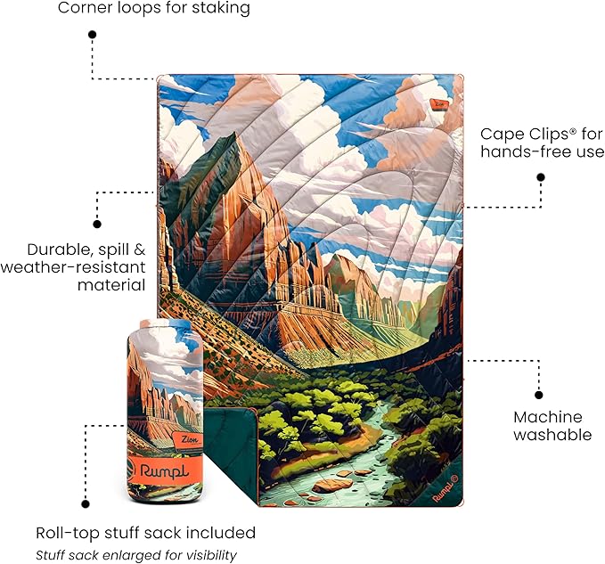 Rumpl Original Puffy National Park Blanket for Camping and Outdoors Zion - V3