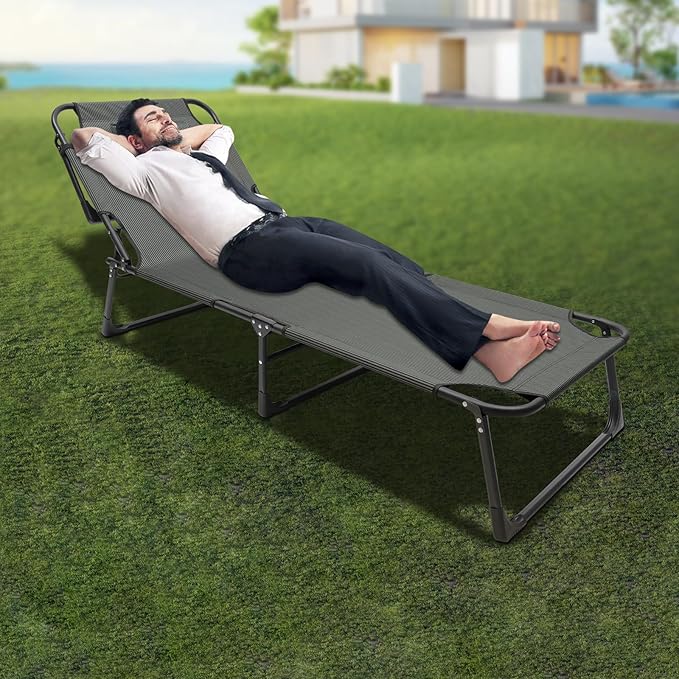 Folding Cot Camping Bed with Easy Setup Supports Adult