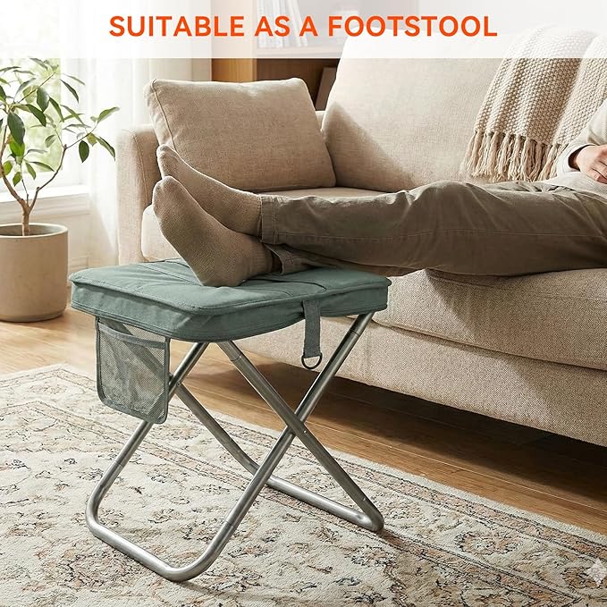 AOUTACC Camping Stool with Shoulder StrapUltralight Collapsible Handbag Style StoolPocket Portable Chair for Camping Travel Fishing Hiking Beach Backpacking Gardening Picnics-XL(Grey)