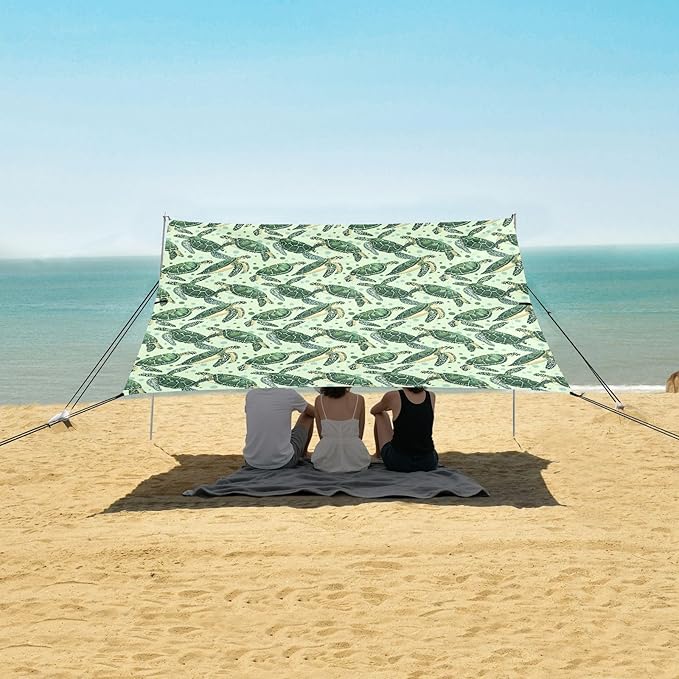 ALAZA Green Sea Turtle Bubble Beach Tent Sun Shelter UPF50+ Protection Beach Shade Canopy w/ 4 Sandbags for Outdoor Camping Fishing Backyard Fun Picnic 10x9 ft