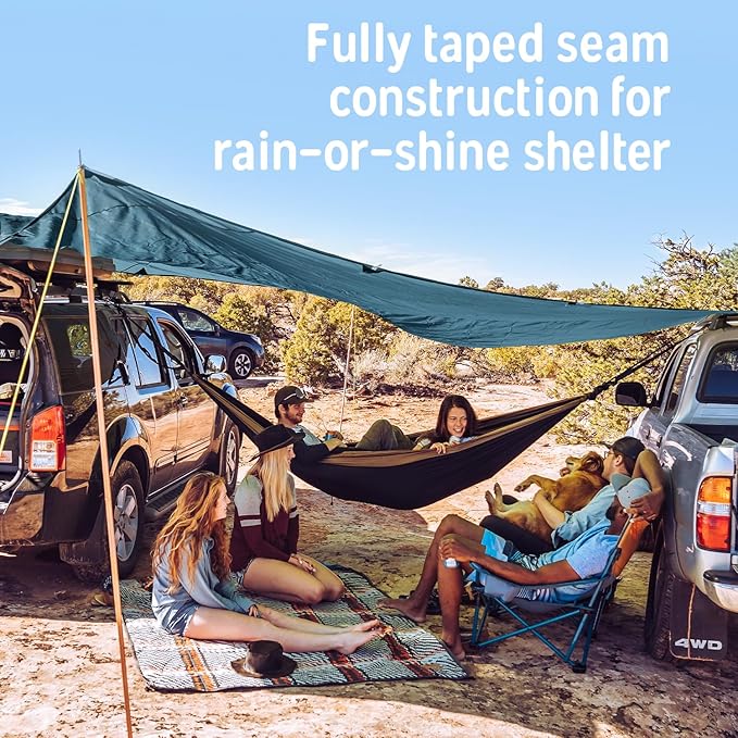 Kelty Noah’s Tarp Sun Shelter and Multi-Use Awning Rainfly Portable Canopy UV Protection Waterproof + Durable 3 Sizes for Customized Pitch