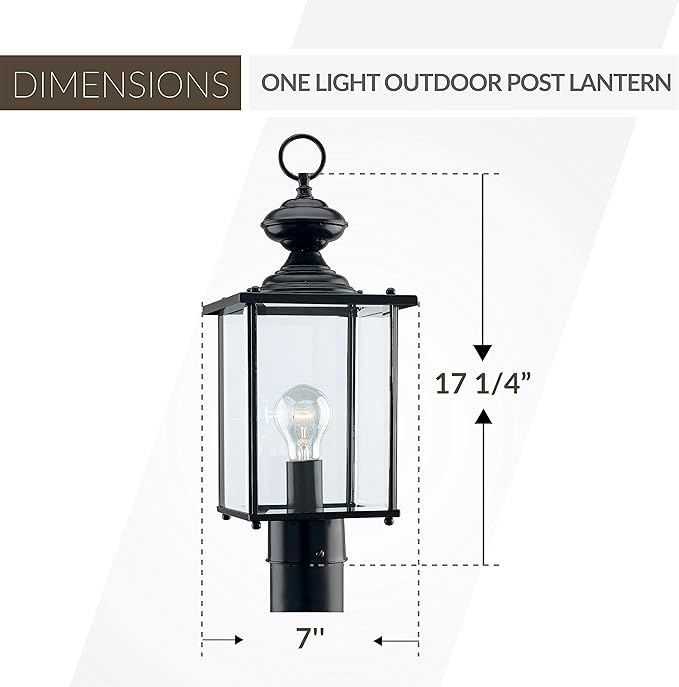 Generation Lighting 8257-12 Jamestowne Outdoor Post Lantern Outside Fixture One - Light Black