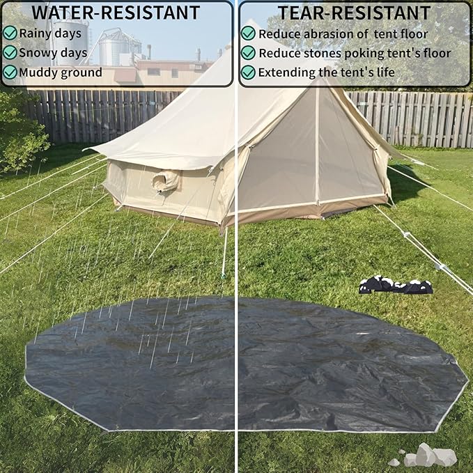 DANCHEL OUTDOOR B5PRO/B2/B2A Bell Tent Footprint 3/4/5/6m Waterproof Round Tarp Ground Sheet for Canvas Yurt Tent Floor Protector Camping Glamping Accessories