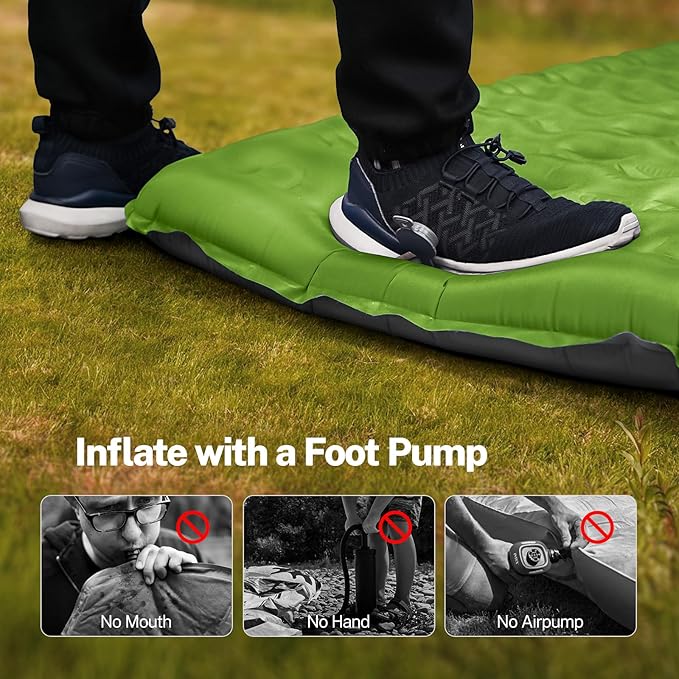 OGERY Sleeping Pad for Camping 6 Extra-Thick Reinforced Camping Sleeping Pad with Pillows &amp Built-in Foot Pump Ultralight Self Inflating Air Mattress Mat for Tent Hiking Essentials Gear