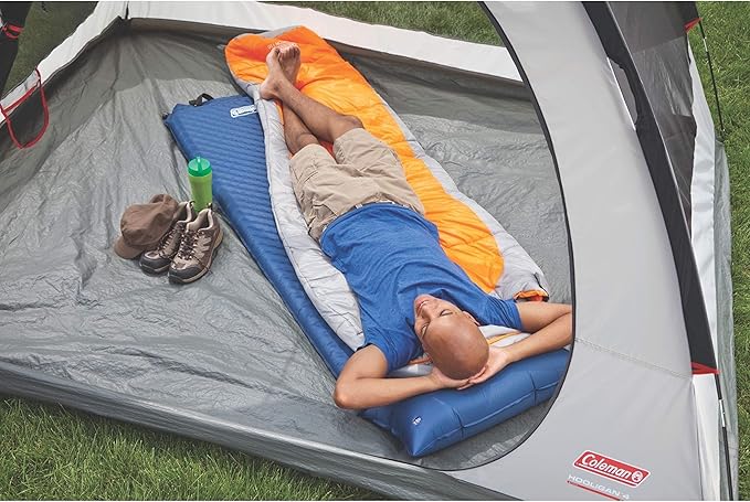 Coleman Self-Inflating Sleeping Pad with Pillow Lightweight Inflatable Camp Pad with Extra Support &amp Quick Deflation No Air Pump Needed