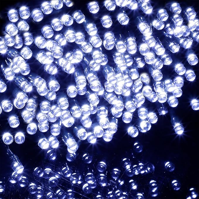 WATERGLIDE 1000 LED Christmas String Lights 328 FT Green Wire LED Decorative Fairy Lights with Remote &amp 8 Modes Waterproof for Outdoor Xmas Holiday Party Garden Wedding Home Decor Cool White
