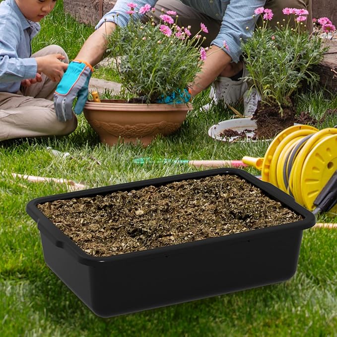 6 Pack Large Plastic Utility Bus Trays 22 Liter Restaurant Bus Tub Black